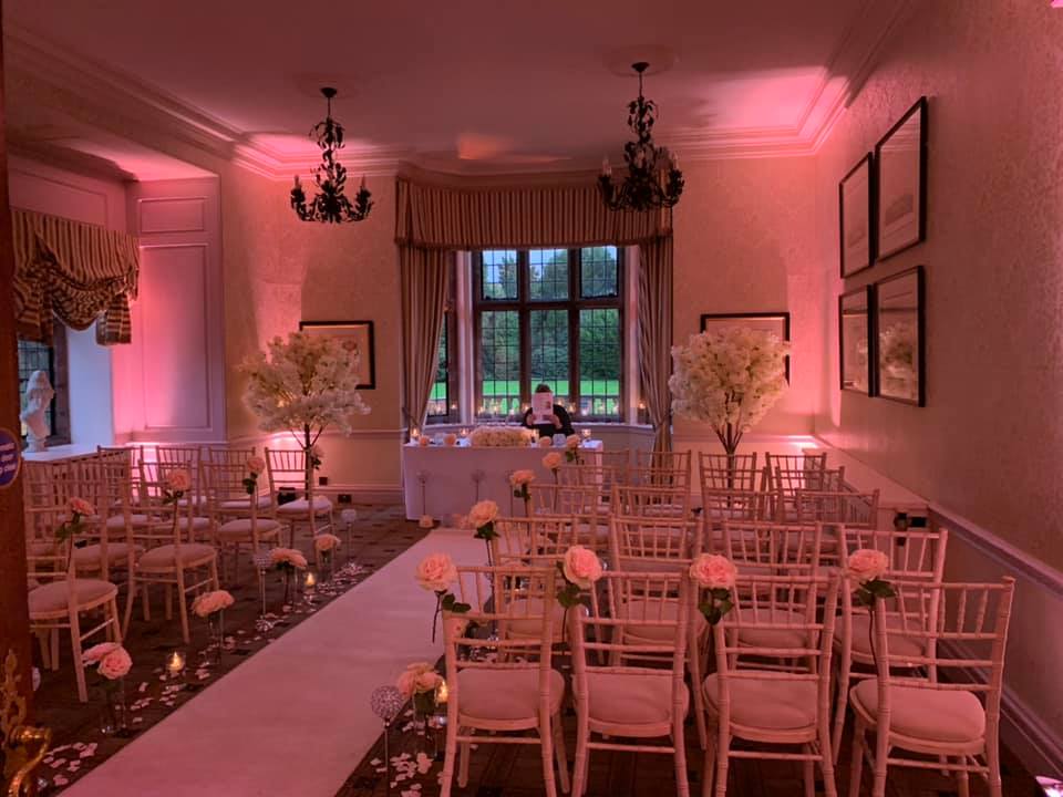 Ceremony lighting in Blush Pink at the beautiful <a href="/inglewoodmanor/">Inglewood Manor</a> 💟
