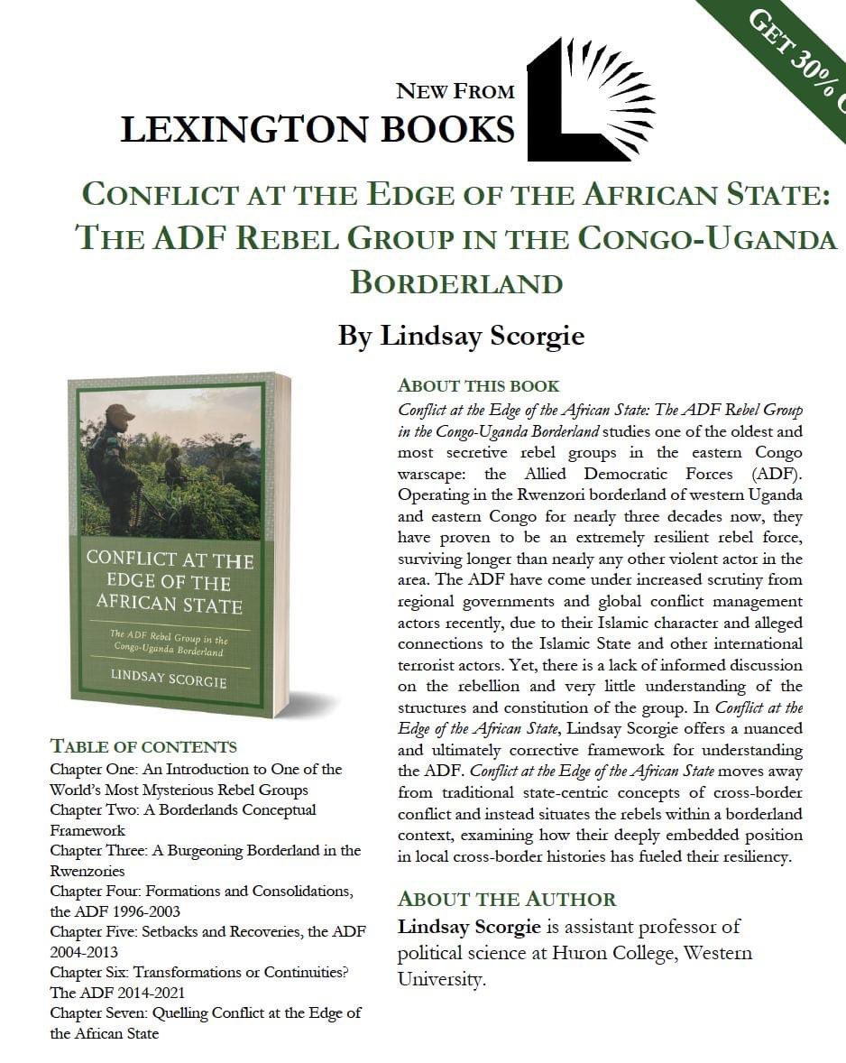 New book out by our very own @LindsayScorgie! From Lexington Books: “Conflict at the edge of the African State.”
Congratulations Dr. Scorgie!