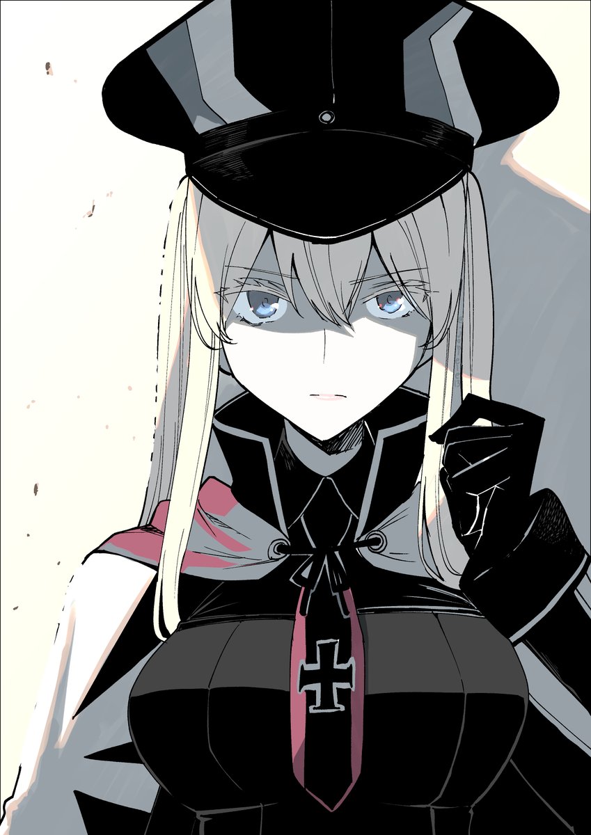 graf zeppelin (kancolle) 1girl solo hat blonde hair gloves blue eyes black gloves  illustration images