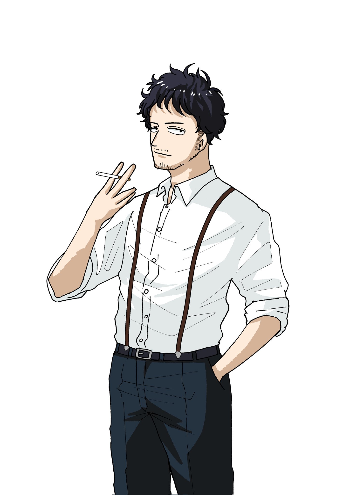 こまぽてち イラスト オリジナルキャラクター デジタルイラスト おじさんキャラ イラスト練習 探偵のおじさんです 娘を溺愛してます T Co Oskzfxokus Twitter