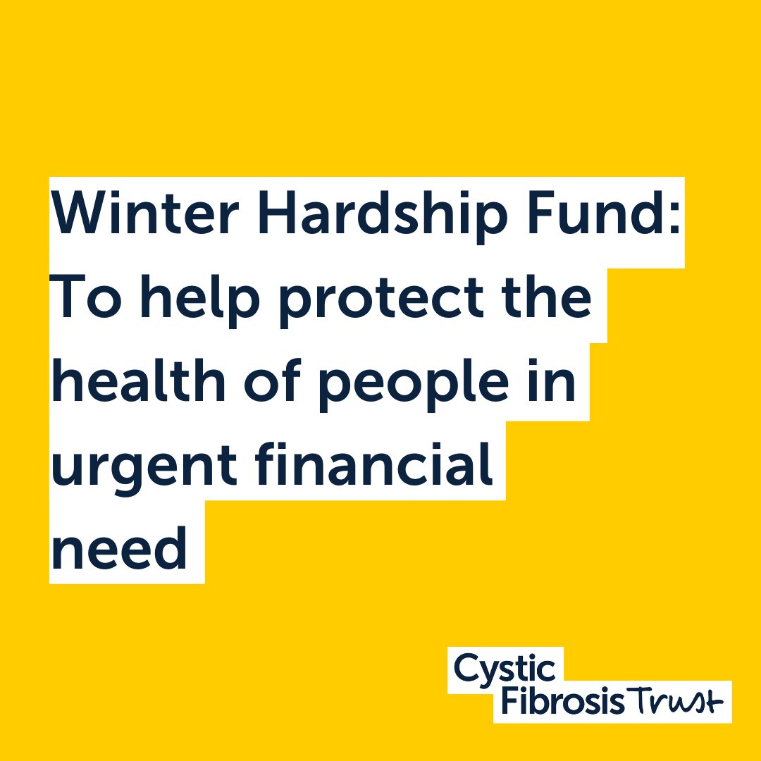 With the cost of living rising, we know some people with CF risk going without essentials we need to eat &amp; stay warm this winter. Today we’re launching a short-term Winter Hardship Fund to help protect the health of people in urgent financial need.  
➡️ ow.ly/e8Ay50HsEVI
