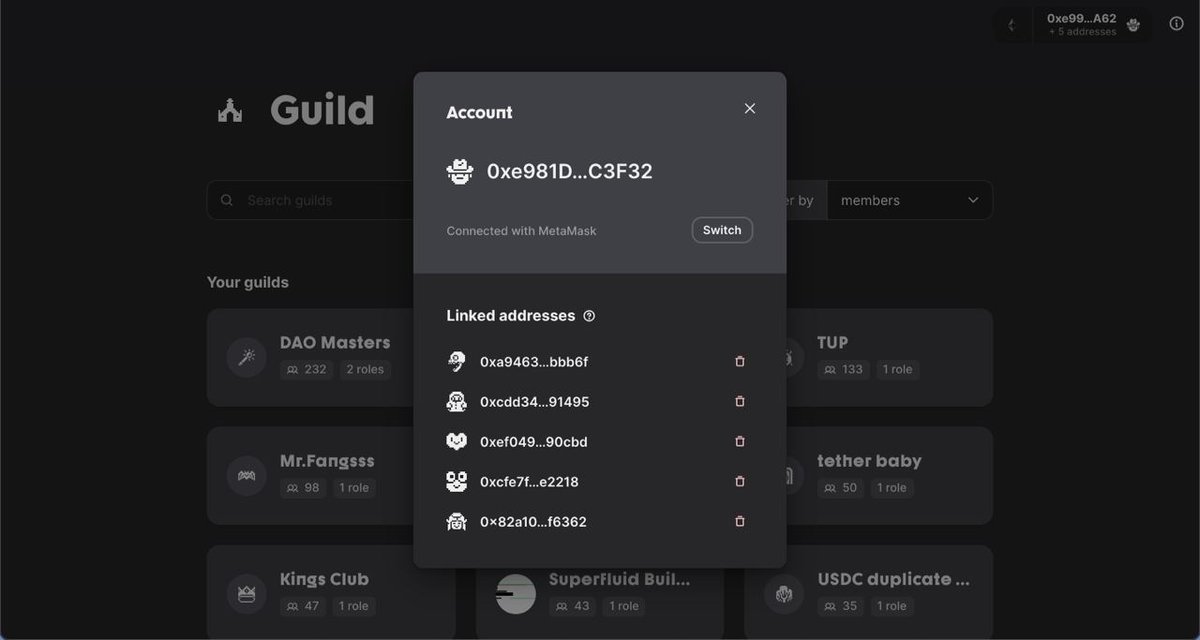 guildxyz's tweet photo. ✨MULTI-ADDRESS SUPPORT IS HERE✨

Happy 22’ guild masters!🧙‍♂️
We have a lot in store for you this year, let’s kick it off.

You can use guild with multiple addresses at the same time❕ https://t.co/OW7iu7HQQM
