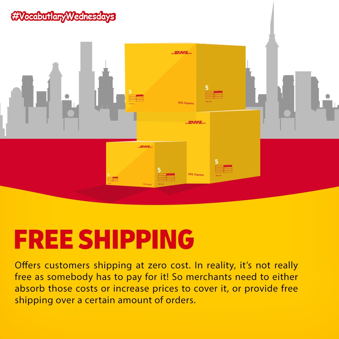 DHLExpressIndia's tweet photo. Free Shipping: It’s like a free anything. It can give the seller a competitive advantage, but it has a consequence.
#Ecommerce #Jargon #JargonBuster #JargonBusters #VocabularyWednesday #VocabularyWednesdays #inspiration #learning https://t.co/Rx9orW05VF https://t.co/k2sxJU9Y6n