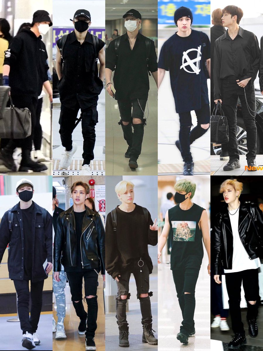 captainCB97s's tweet photo. bang chan’s [all black] airport fashion 🖤 https://t.co/oDEqhaXg6i