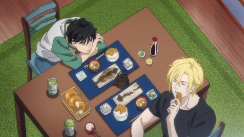 lynx94s's tweet image. saudades tem nome e se chama ash e eiji comendo juntinhos em banana fish
