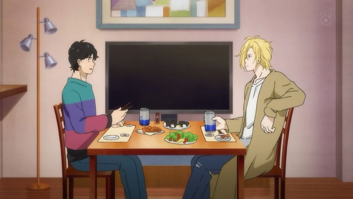 lynx94s's tweet image. saudades tem nome e se chama ash e eiji comendo juntinhos em banana fish