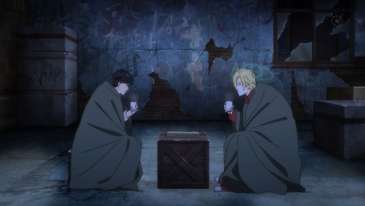 lynx94s's tweet image. saudades tem nome e se chama ash e eiji comendo juntinhos em banana fish