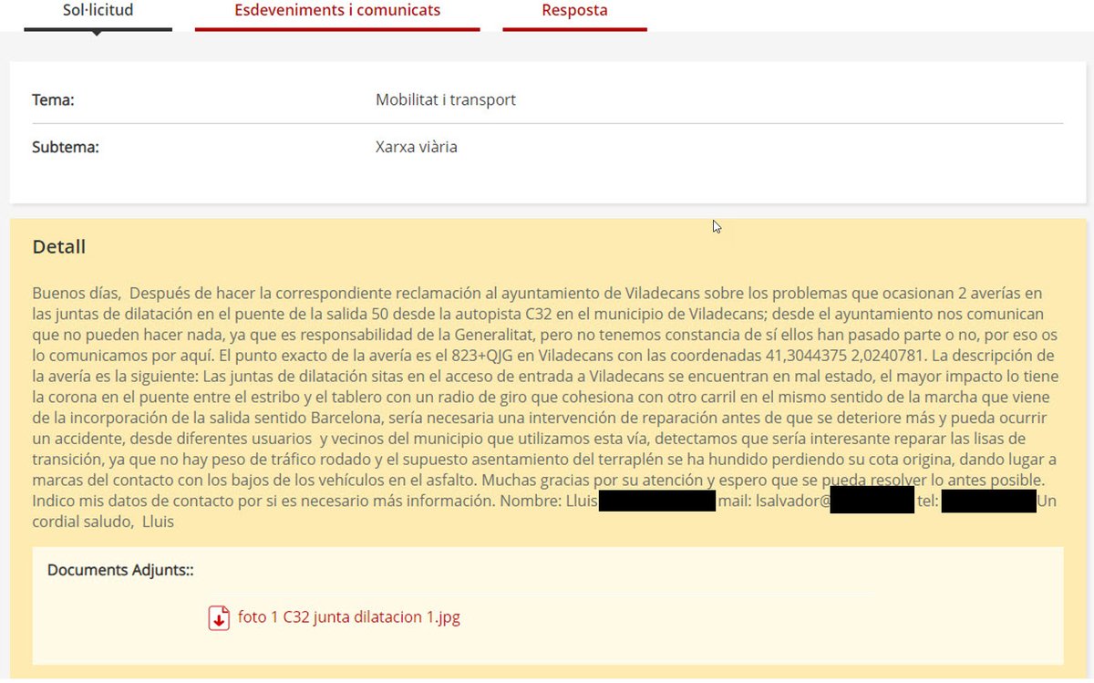 l_salva's tweet photo. 6/6
A título personal y sín animo de lucro, unos vecinos de #viladecans cansados por la situación reportamos el caso a territori y esta es la respuesta que nos han dado.
¿ A qué se está esperando para reparar el puente ? 
¿ Cuándo lo tendremos reparado ? https://t.co/LEHpgv2ngI