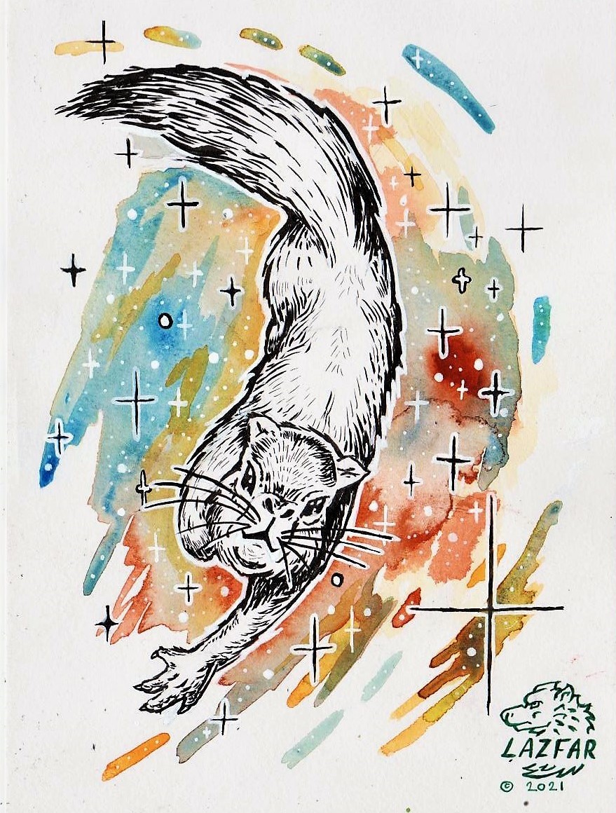 LazfarArt's tweet photo. Well, I'm late to posting, but here's my #PortfolioDay! Artist name is Lazfar and I create artwork and illustrations that typically feature animals in them. I usually have an edgy twist or message in my art style. These have been my most recent projects. Thanks! #artistsontwitter https://t.co/KBAV7lLNxg