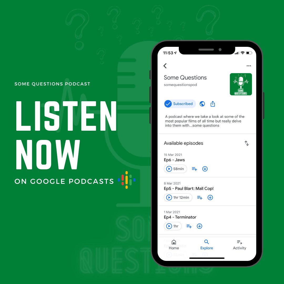 somequestionspc's tweet photo. Some Questions is the podcast where we watch a famous movie, analyse it and wonder what on earth is really going on.

Yeah...Some questions.

Available on all of your favourite podcast platforms - just search 'Some Questions'.

#podcast #podcasts #somequestions #MovieReviews https://t.co/GjQkFCWtJe