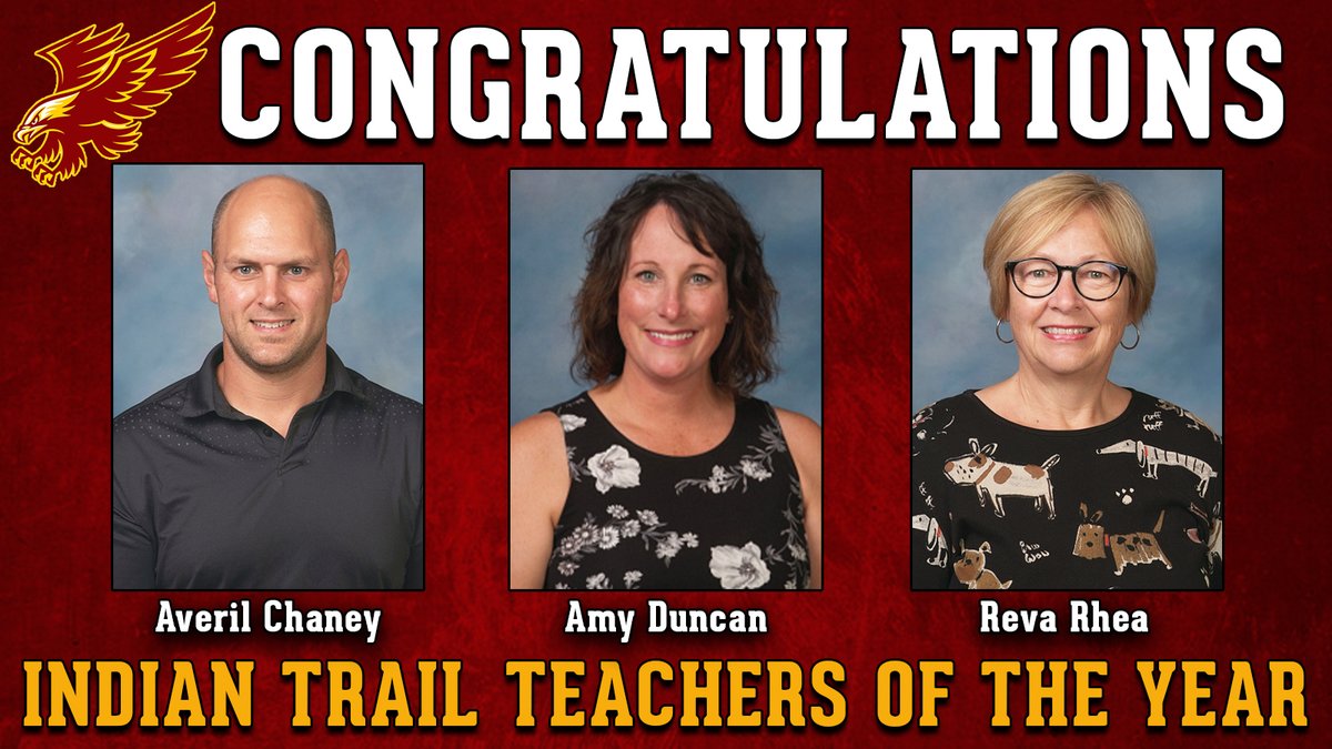 Congratulations to Averil Chaney, Amy Duncan, and Reva Rhea for being named the Indian Trail Teachers of the Year! We appreciate your dedication to your students, families, and school! 

#JCSALLIN