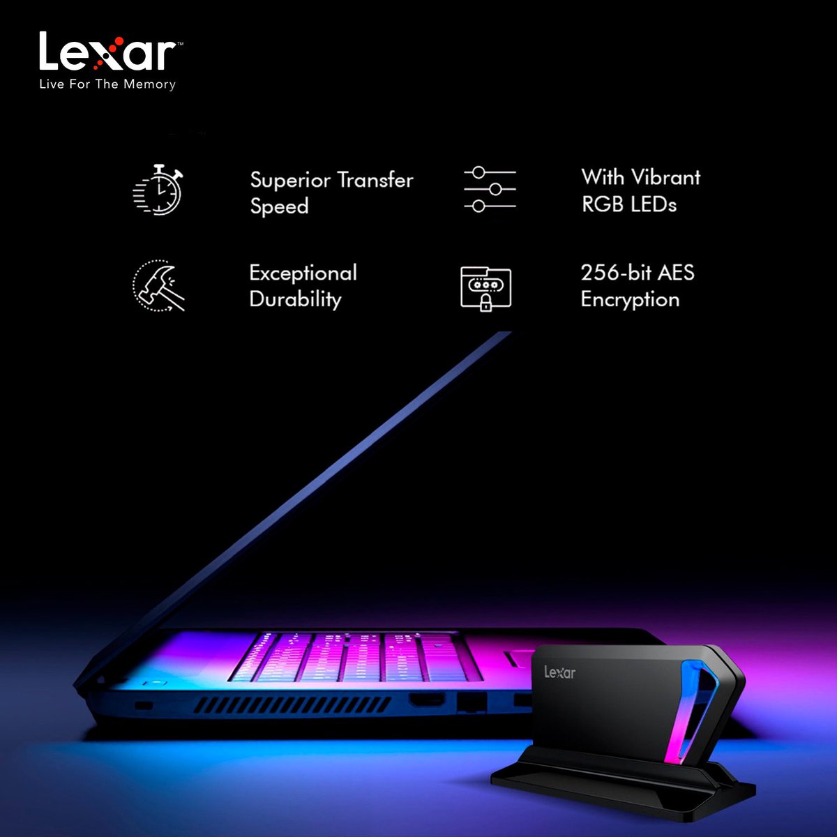 The ultimate gaming partner is here! 🎮

Our SL660 BLAZE Gaming Portable SSD, with robust features will not disappoint, that’s a Lexar word.

#gamingsetup #gamerlife #pcgaming #uaegamers #dubaigamers #gamingroom