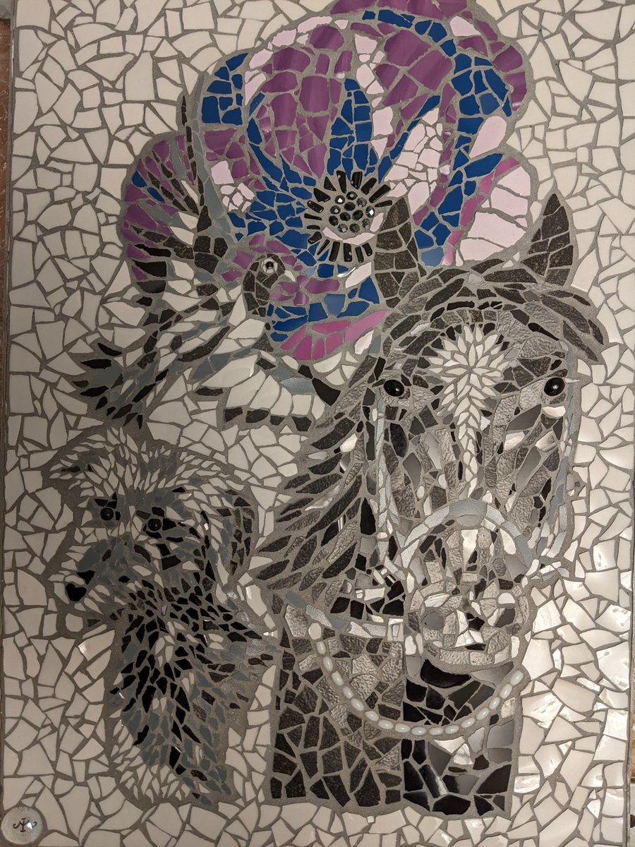 Just taken delivery of a beautiful mosaic created to remember animals killed or injured in war, following KS2 presentations to the parish council last year. Soon to be installed at the allotments.