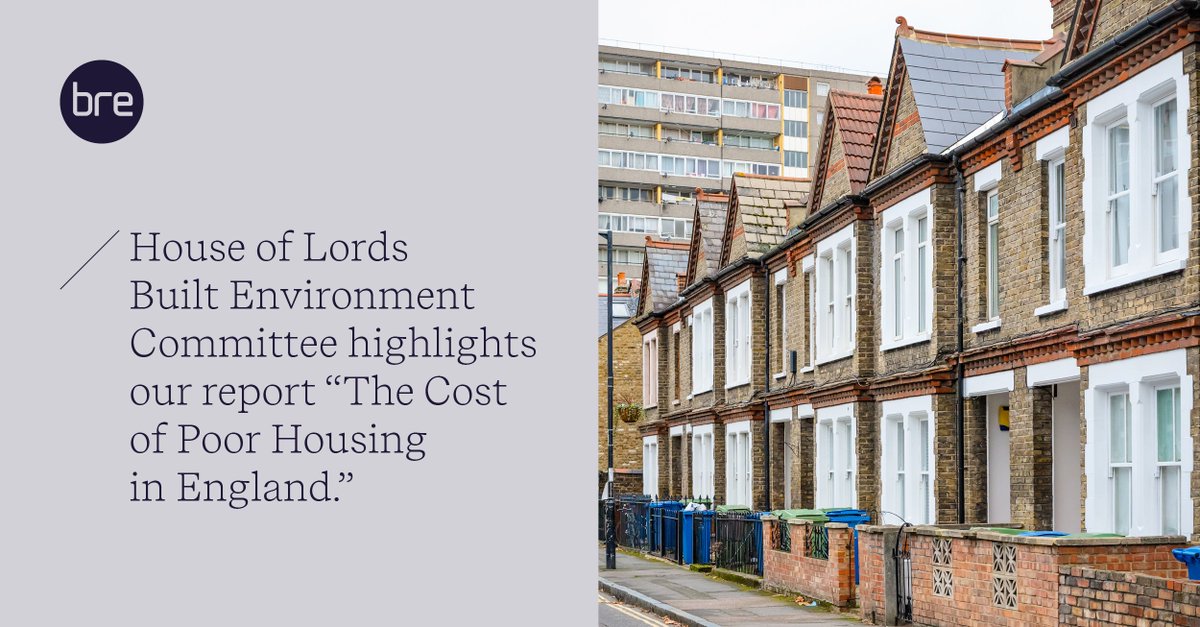 BRE Group (@bre_group) on Twitter photo Our report "The Cost of Poor Housing in England" is highlighted by <a href="/UKHouseofLords/">House of Lords</a> <a href="/HLBuiltEnviro/">House of Lords Built Environment Committee</a>'s Inquiry "Meeting the UK’s #Housing Demand."
The inquiry cites our research on poor homes costing the #NHS £1.4bn & how excess cold is the costliest hazard.
publications.parliament.uk/pa/ld5802/ldse… Our report "The Cost of Poor Housing in England" is highlighted by <a href="/UKHouseofLords/">House of Lords</a> <a href="/HLBuiltEnviro/">House of Lords Built Environment Committee</a>'s Inquiry "Meeting the UK’s #Housing Demand."
The inquiry cites our research on poor homes costing the #NHS £1.4bn & how excess cold is the costliest hazard.
publications.parliament.uk/pa/ld5802/ldse…
