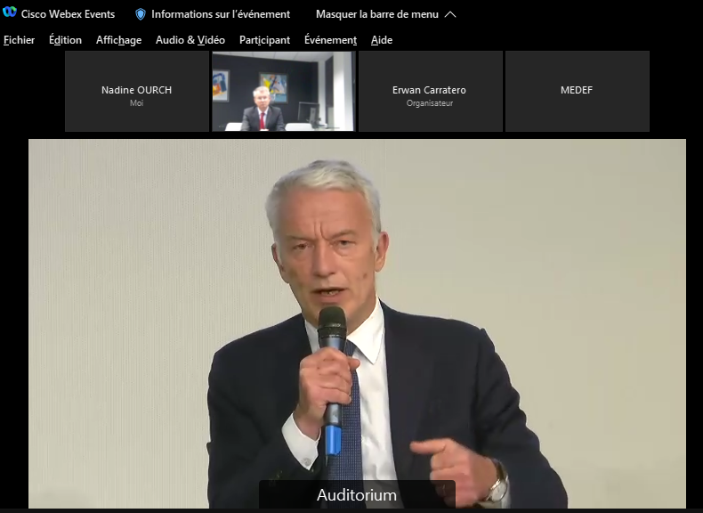 MEDEFBretagne's tweet photo. 📣 [#Présidentielles2022] Hier soir, s’est déroulé en visio le Forum Élection présidentielle intitulé « Faire réussir la France – La parole aux entrepreneurs » sous la présidence de @patrick01martin, président délégué du @medef, et d’ @kermarrech, président du @MEDEFBretagne. https://t.co/bbykrdZTKP