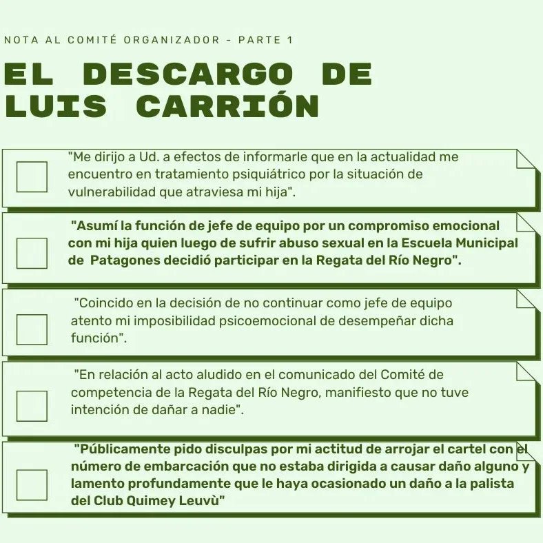 almadep's tweet photo. #regata2022 #canotaje
📝El jefe de equipo de Villa Congreso, Luis Carrión, envió una nota al Comité Organizador de la Regata del Río Negro y a las autoridades del club Quimey Leuvú, para aclarar las circunstancias que se dieron al término de la segunda etapa. https://t.co/jVmtgnS8Ur
