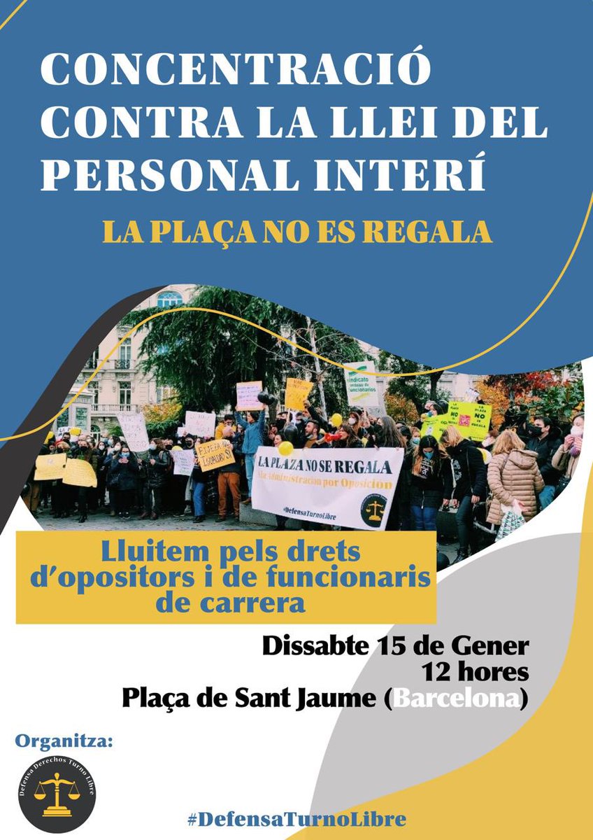 antonieta_gp's tweet photo. 🔴 Defensem els nostres drets!!!

IGUALTAT, MÈRIT I CAPACITAT 

#DefensaTurnoLibre #LaPlazaNoSeRegala 

📌 Dissabte 15/01/22 BCN 
⏱ 12h https://t.co/6UprWRZ39z