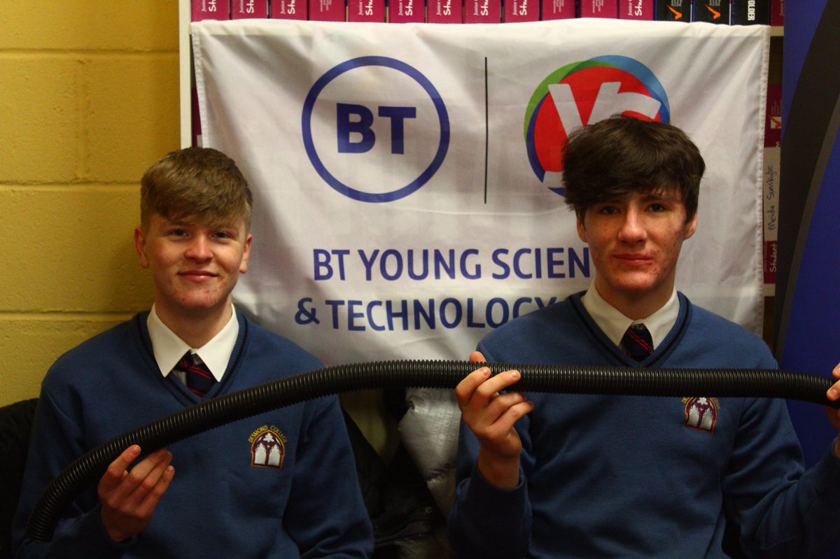 End of day one and well done to more of our young scientists..

3652 Lucy Flaherty and Trevor O Shea Sanitising Station 👏⭐️

3646 Ethan Kirwan & Jack Kelly Aeroacoustics of the swinging corrugated tube👏⭐️ #BTYSTE2022