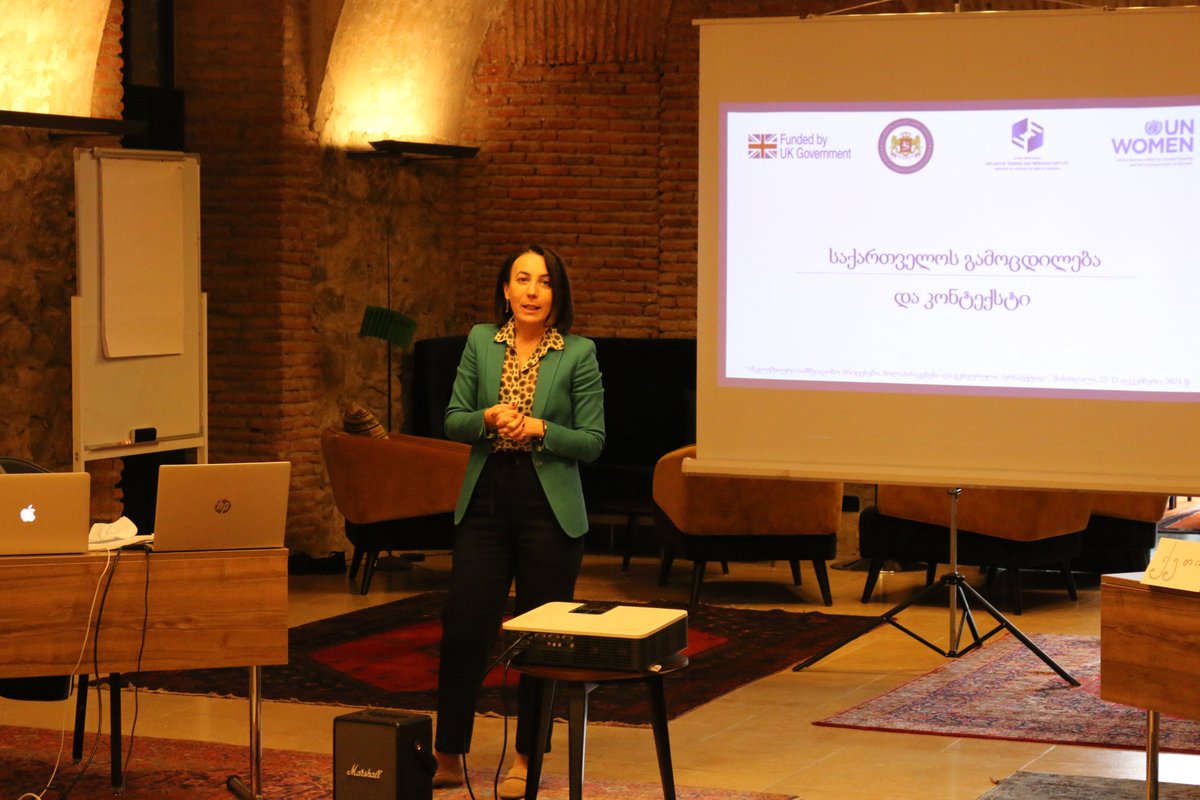 KChumbadze's tweet photo. Privileged 2lead #WPS-training jointly w/dear colleague @BerikashviliN, together w/whom I've been engaged in #GenevaDiscussions for years.
Delighted 2share personal experience w/civil servants &civil society, &build better understanding on why #WomenPeaceSecurity matters.
#Geo🇬🇪 https://t.co/R0PK5XGlwN