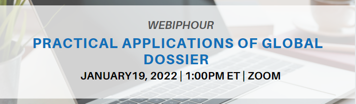 aipfirms's tweet photo. On Wednesday, January 19, at 1pm ET, join AIPF and speakers Jocelyn D. Ram and Ilya Kazi for a webinar entitled “Practical Applications of Global Dossier.”  

Register today at https://t.co/8XO90DTn48 https://t.co/miSBorddBE