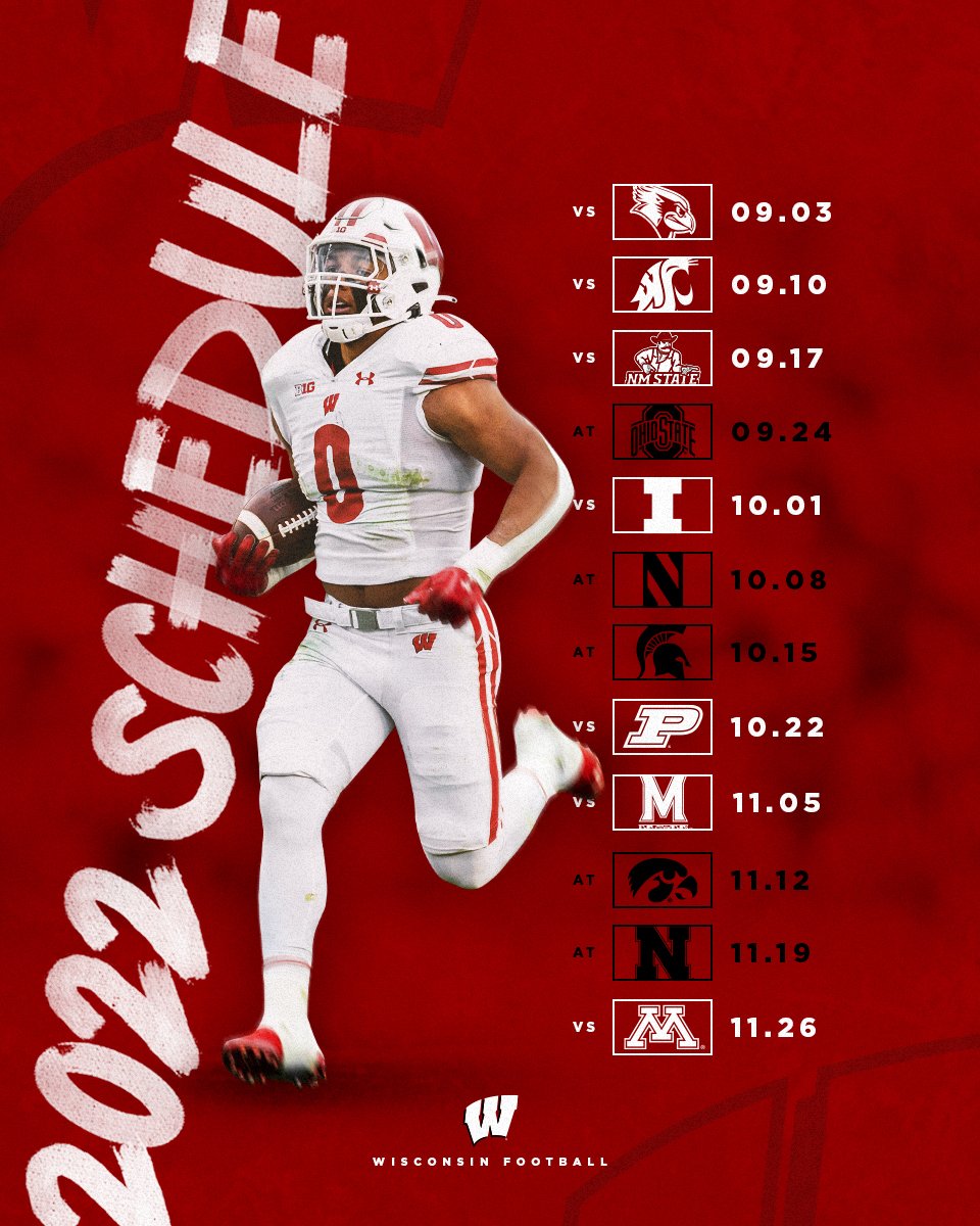 Wisconsin 2022 Football Schedule Wisconsin Football On Twitter: "Mark It Down 🗓 Already Counting Down The Days #Onwisconsin Https://T.co/Rng6Wqzyav" / Twitter