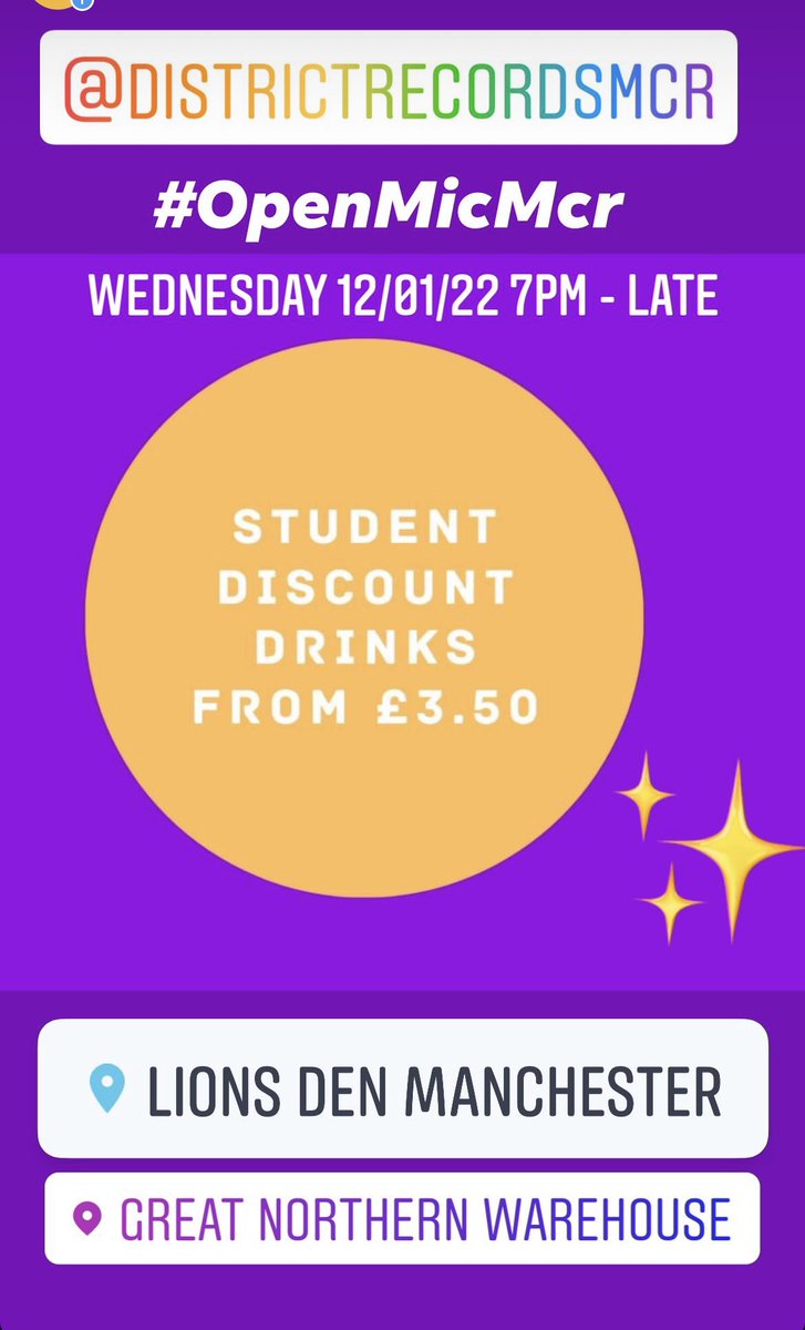 LionsDenMcr's tweet photo. AND WE’RE BACK…👀 

Open Mic returns TONIGHT 

@lionsdenmcr @gnwmanchester 🎤🤘🏼

Just turn up and play on our new stage👌🏼

Pint’s from £3.50 💷🤑💷 #JanuarySale 

Student drinks offers still on 🍻✅

See you later 

#OpenMic #OpenMicManchester #ilovemcr #manchester #gnwarehouse https://t.co/G3nNEcdVn0