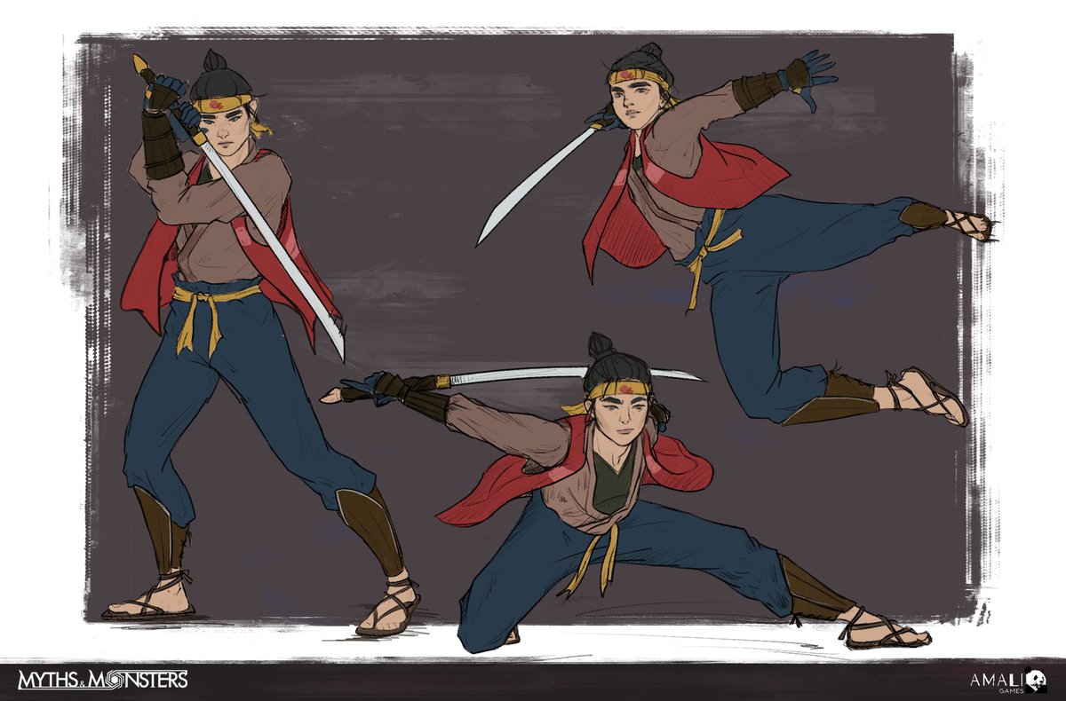 Swords can be dangerous, but with the grace of the peach boy these sketches look like a deadly dance :)

#indiedev #gamedev #indieMOBA #illustration #charactersketches #mythsandmonstersgame #MOBA #conceptart #characterconceptart #3DMOBA #sketch