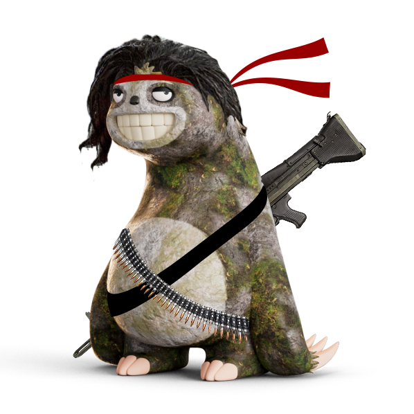shaidatulanisza's tweet photo. How about this, heavy armed rambo-sloth? Hope u will like it @slothverse #Slothverse #SlothverseFanArt https://t.co/pAcgk2BlLw