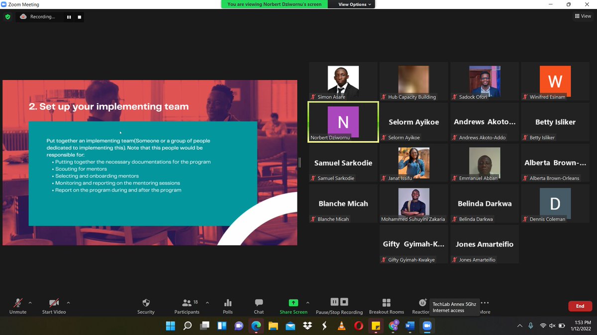 GhanaTechLab's tweet photo. Hub Capacity Building Series - Implementing Quality Mentorship Programs for Startups
Today's webinar enlightened the hubs on the significance of maximizing potentials through guidance and the art of scouting for mentors.
#GTLImpact
#HubCapacityBuilding https://t.co/ZVNcq5cd7D