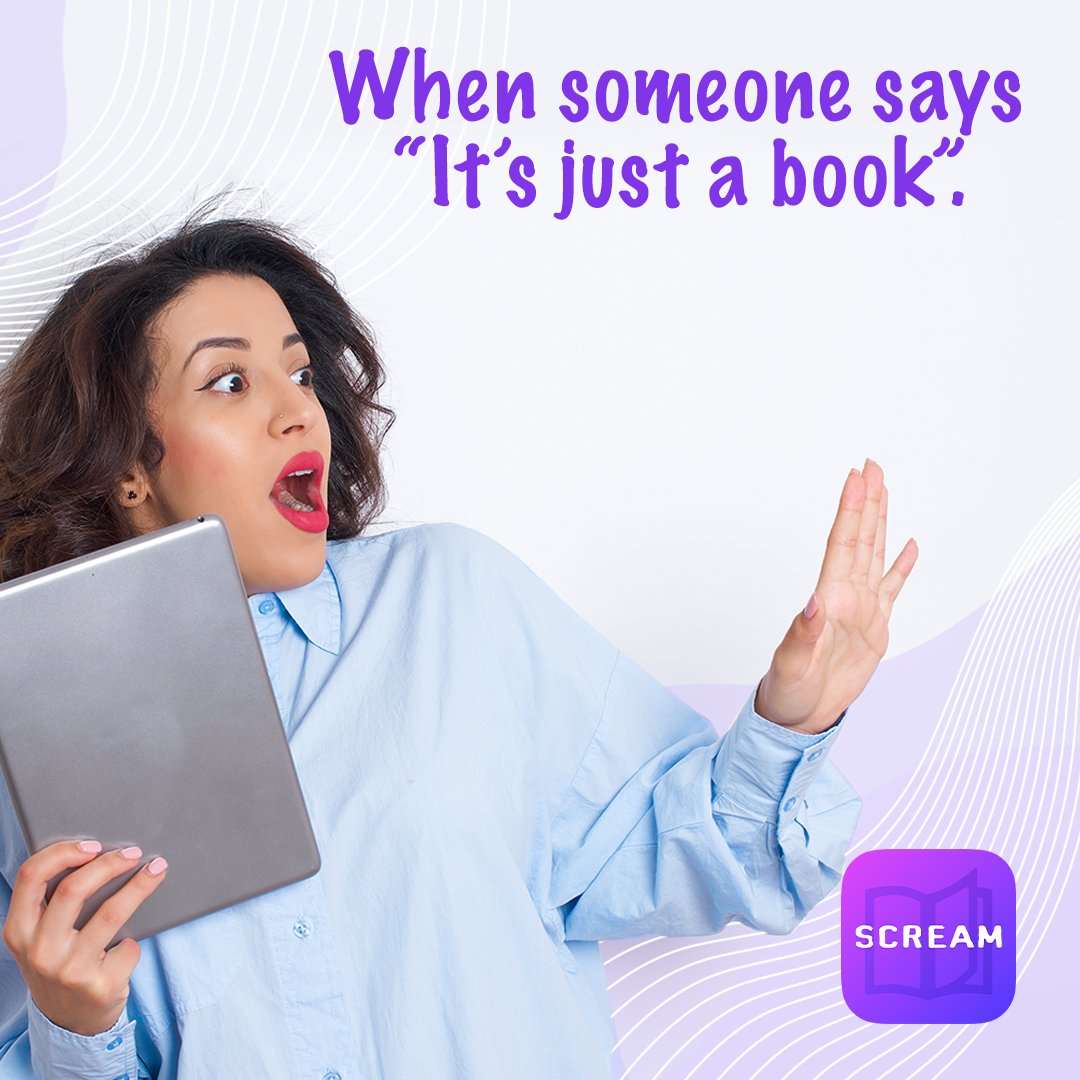 AppScream's tweet image. This is my face when someone tells me it's just a book...😱

QOTD: Which book are you currently reading? 📖

#ScreamApp #BookMemes
