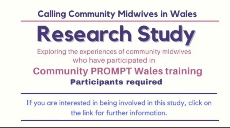 NHS Wales Midwife colleagues PLEASE RETWEET! Community midwives interested in taking part in this study, use link to access study information in English &amp; Welsh BY 31 JAN: drive.google.com/drive/folders/…