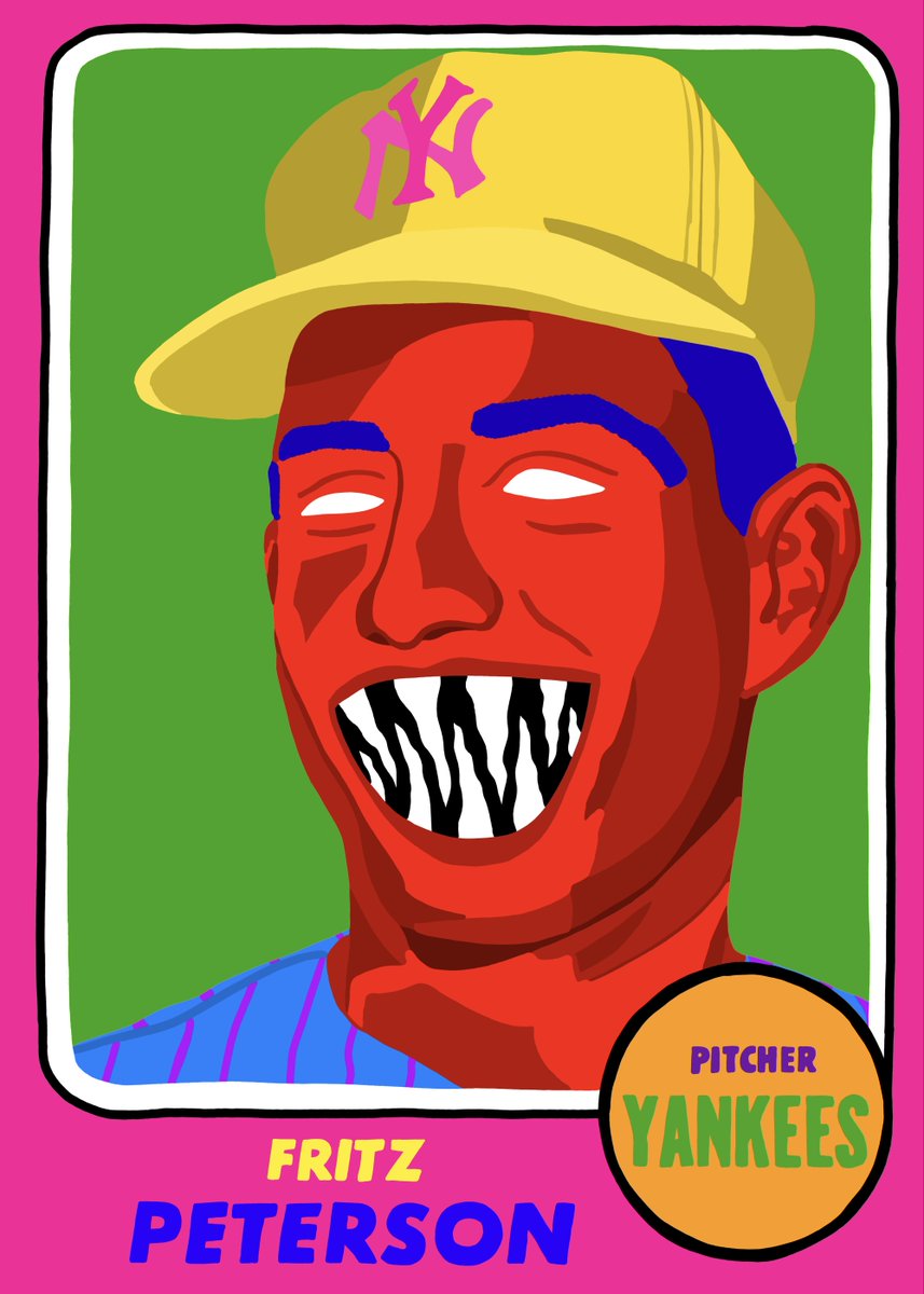 Here's my #NeonTerror of pitcher #FritzPeterson & his 1968 #Topps card. Fritz was an #AllStar in 1970 but might be most known for swapping wives & children w/ fellow #Yankee #MikeKekich. Guess a movie was in talks w/ #BenAffleck & #MattDamon. Fritz's life story needs to be told.