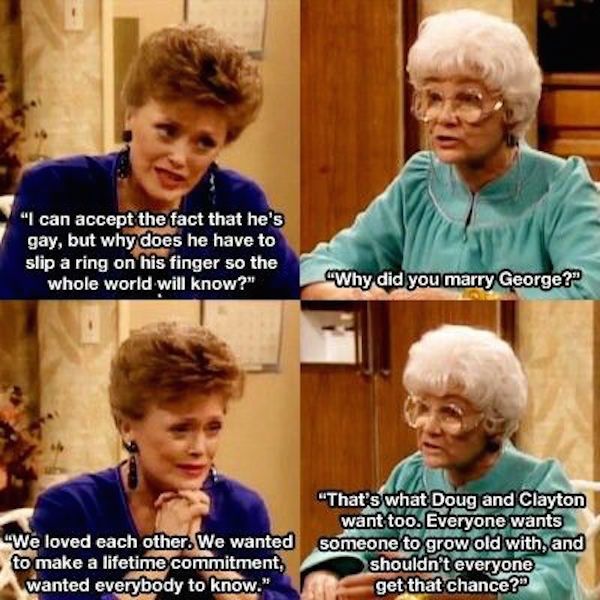 goldengirlsnews's tweet photo. #OnThisDay January 12, 1991. #GoldenGirls aired S6E14 "Sister of the #Bride" Blanche's #gay brother #MonteMarkham is getting married - can she accept it? #RueMcClanahan #EstelleGetty #BettyWhite #BeaArthur #wbw #GayMarriage 
https://t.co/Id8MoyKntj https://t.co/6mztCDuRKM