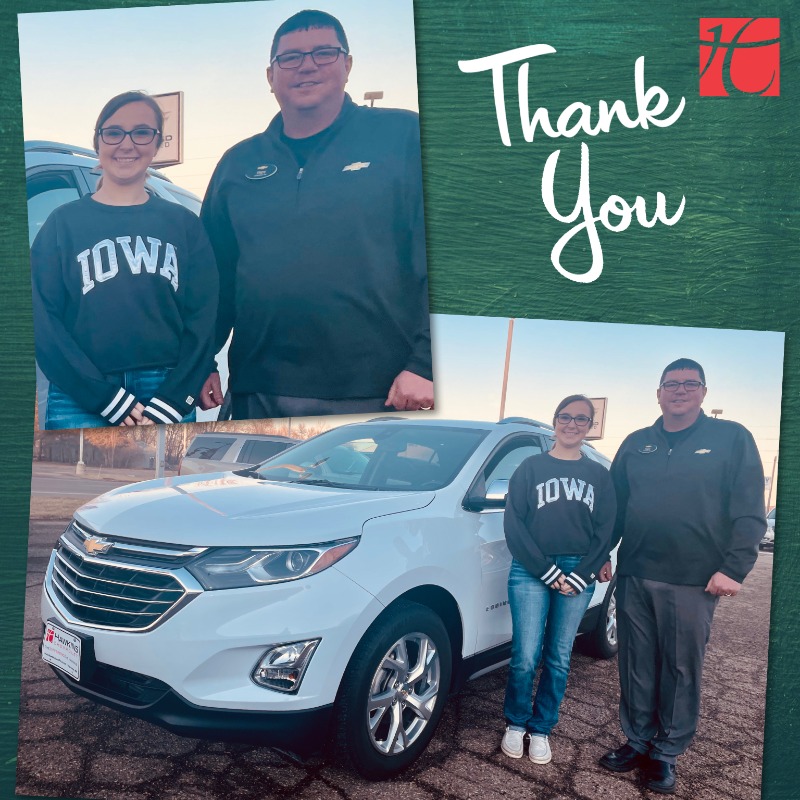 Thanks to Sam Kollasch of Ames IA for your trust in Troy Sunken and the staff at Hawkins Chevrolet. We appreciate your business.
