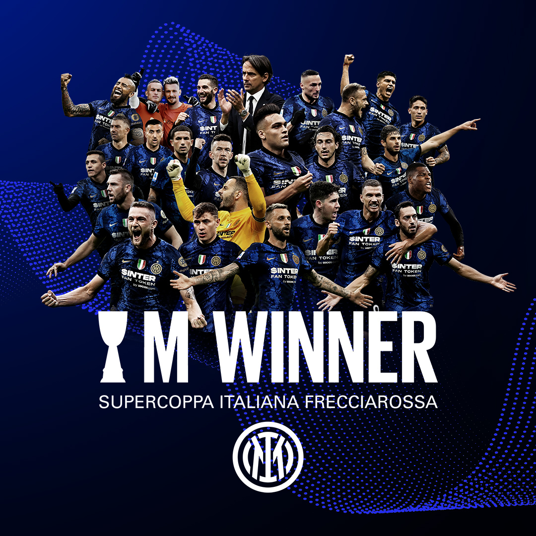 Inter's tweet image. La Supercoppa Italiana 21/22 è nostra. 
#IMWinner #SupercoppaFrecciarossa