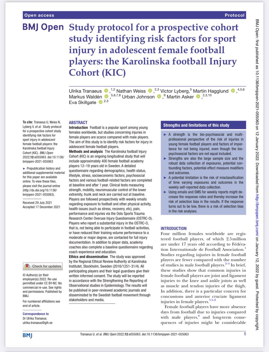 Martin Hägglund (@mhgglund) on Twitter photo Karolinska football Injury Cohort (KIC) study protocol #OpenAccess in <a href="/BMJ_Open/">BMJ_Open</a> bmjopen.bmj.com/content/12/1/e… ⚽️ #womensport <a href="/UlrikaTranaeus/">Ulrika Tranaeus</a> <a href="/Nathnweiss/">Nathan Weiss</a> <a href="/VLyberg/">Victor Lyberg</a> <a href="/MHgglund/">Martin Hägglund</a> <a href="/MarkusWalden/">Markus Walden</a> U Johnson <a href="/martinasker/">Martin Asker</a> <a href="/skillgate_eva/">Eva Skillgate</a> Karolinska football Injury Cohort (KIC) study protocol #OpenAccess in <a href="/BMJ_Open/">BMJ_Open</a> bmjopen.bmj.com/content/12/1/e… ⚽️ #womensport <a href="/UlrikaTranaeus/">Ulrika Tranaeus</a> <a href="/Nathnweiss/">Nathan Weiss</a> <a href="/VLyberg/">Victor Lyberg</a> <a href="/MHgglund/">Martin Hägglund</a> <a href="/MarkusWalden/">Markus Walden</a> U Johnson <a href="/martinasker/">Martin Asker</a> <a href="/skillgate_eva/">Eva Skillgate</a>