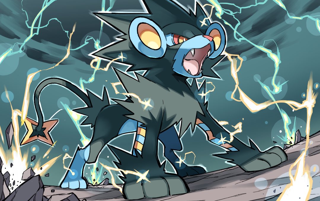 pokemon (creature) no humans solo open mouth tongue electricity standing  illustration images