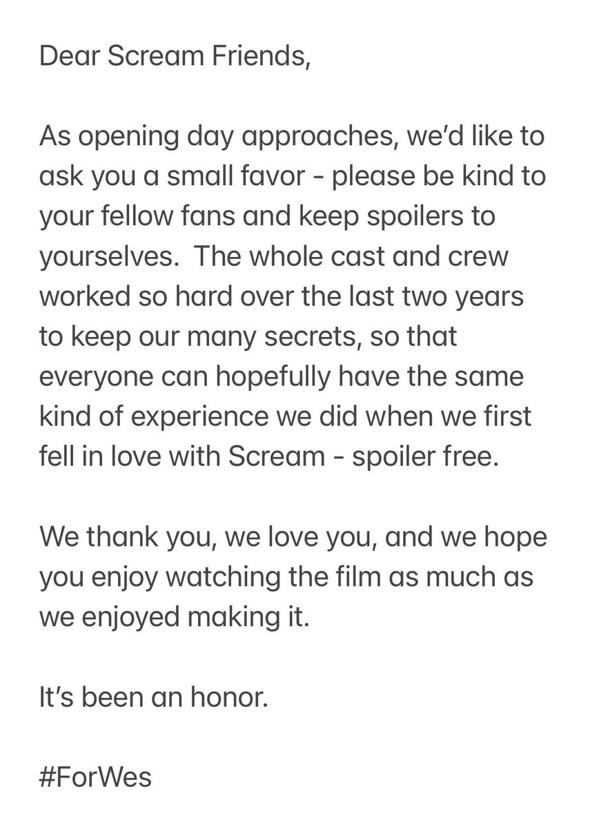 ChadVillella's tweet image. #Scream #Ghostface #ForWes #ScreamMovie