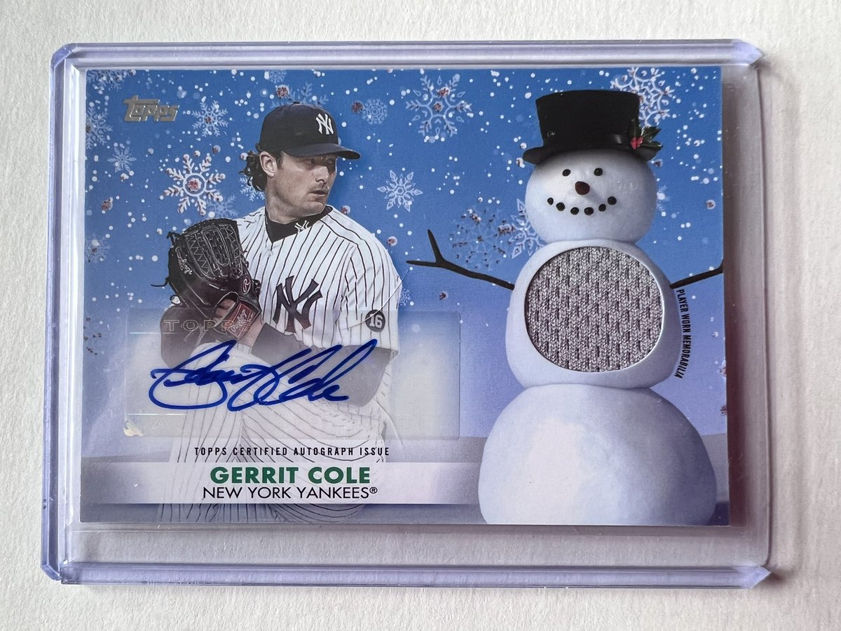 For Sale:

2021 Topps Holiday
Gerrit Cole 
Snowman Auto/Meno
6/10

$175 shipped OBO

@Hobby_Connect 
@HobbyConnector 
@Yankees https://t.co/8pELZ6v7F2