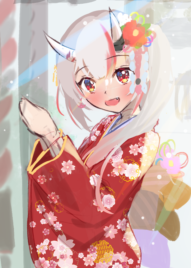 百鬼あやめ 「だいぶご無沙汰してしまったけど、
描き初めなきり はこの図で行こうと思います(`」|けースヶのイラスト