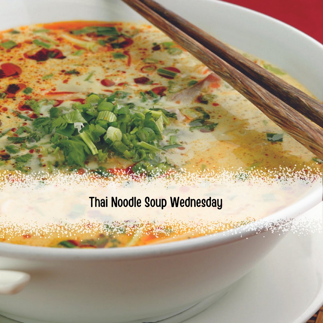 #HappyWednesday 
Thai Noodle Soup Wednesdays 
 Hoang Long Thai Noodle Soup 9.99$ 
Choose from Chicken,  Shrimp or Broccoli 
*Dine in only 
*Both locations 
#yegfood #yegdt #yegdeals