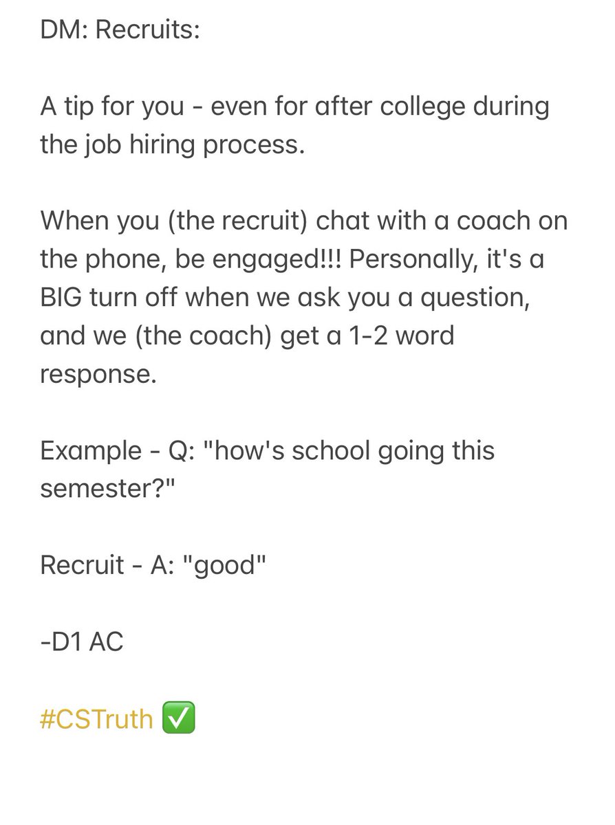 ImCollegeSoccer's tweet image. DM: Recruits:

A tip for you - even for after college during the job hiring process. 

-D1  AC

#CSTruth ✅✅ Thank you for the share!