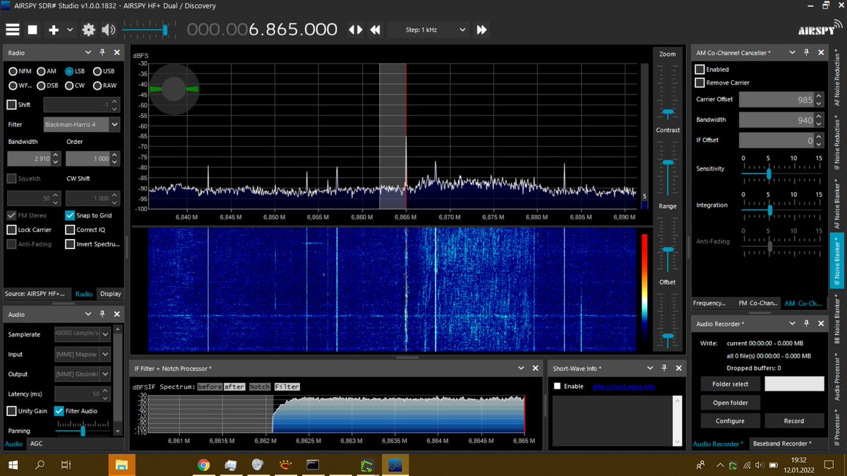arecki93's tweet image. #TVPiS propaganda time CNR1/Firedrake scan Jan 12 2022: poor CNR1 on 6865 vs 29B6 Container #OTHR almost directly hitting it, and a 2nd CNR1 on 9255 kHz, poor but clear. 7810 SOH audible v.poor w/ QSB. 9950: poor FD w/ Digital Jammer down in the noise. 11590 too weak #shortwave