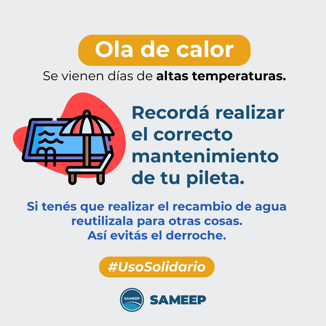 chacosameep's tweet photo. ☀️  En estos días de temperaturas elevadas en todo el país 🌡️

〰️ Hagamos un  #UsoSolidario del agua 〰️💧

#OlaDeCalor https://t.co/CmQXO1qJMG