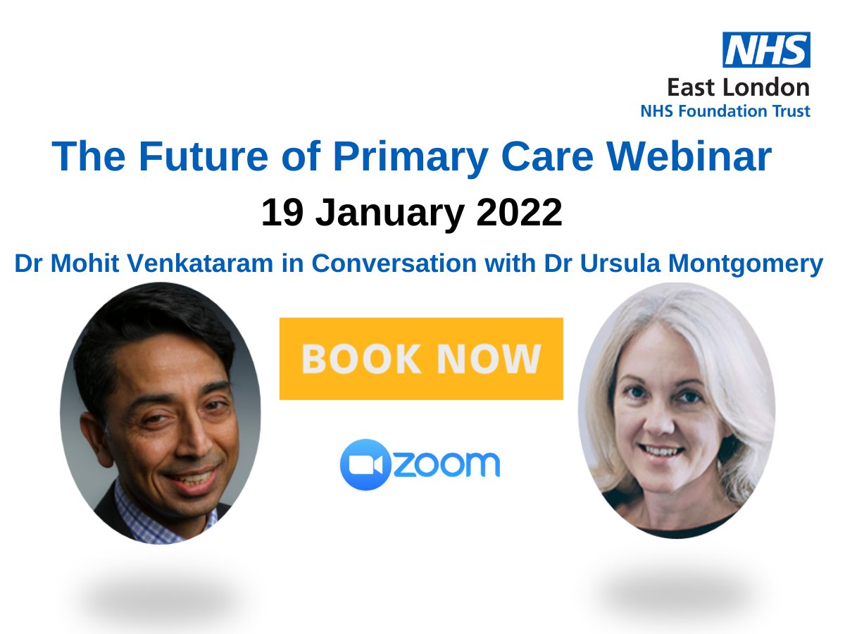 Join Dr @MohitVenkataram and Dr @DrUrsulaM on 19 January at our next Future of Primary Care event. Always stimulating and topical! Book here: bit.ly/3elLeQQ Previous speakers include: @MiddlewoodGroup @VincentSai88 @r_benneyworth @MartinRCGP @vickijw7 @rcgp @ModalityGP