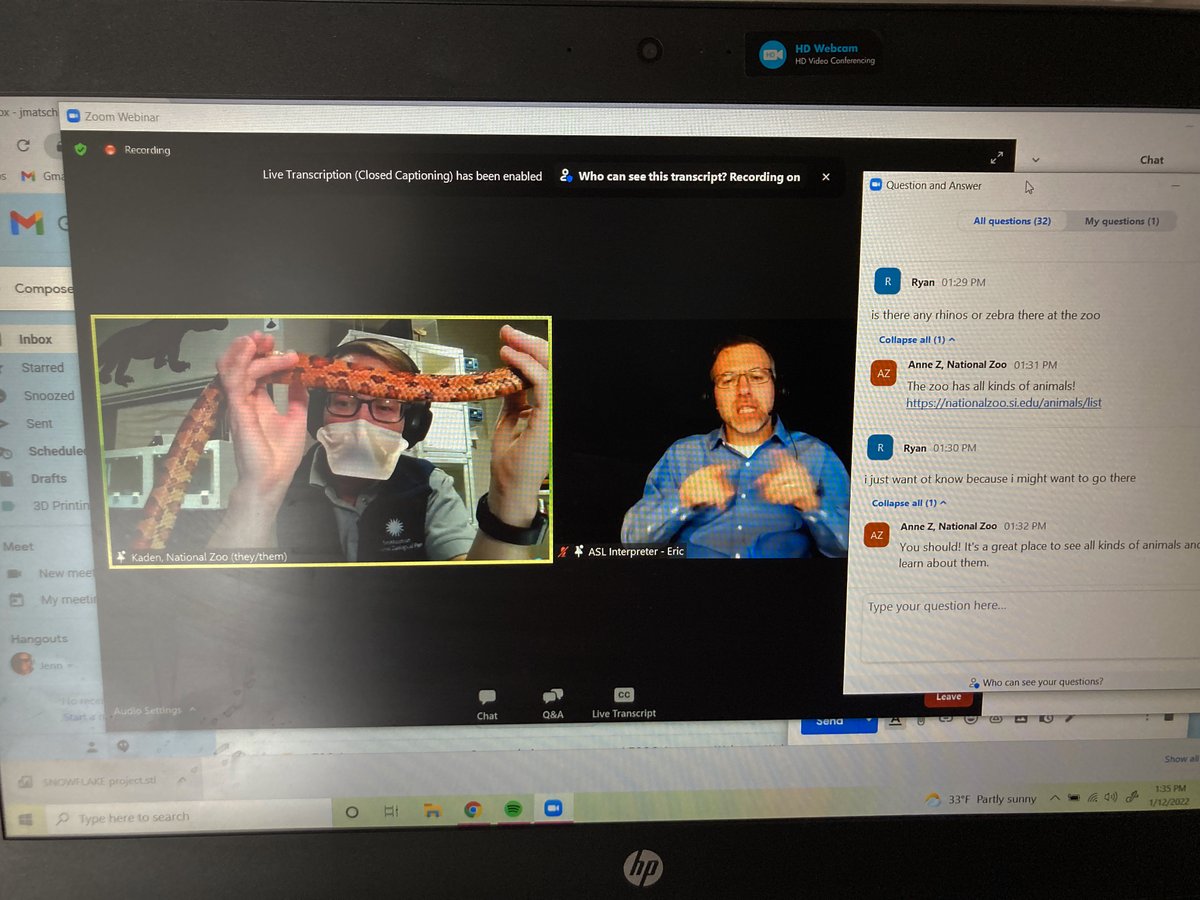 lakeviewstemlab's tweet photo. Who says virtual learning has to be boring? @LVLionsDen students got to visit the @NationalZoo today to learn about some amazing ectotherms! So many of our Lions got to ask questions and get real-time answers! #STEMeducation https://t.co/MaLJNslsrH