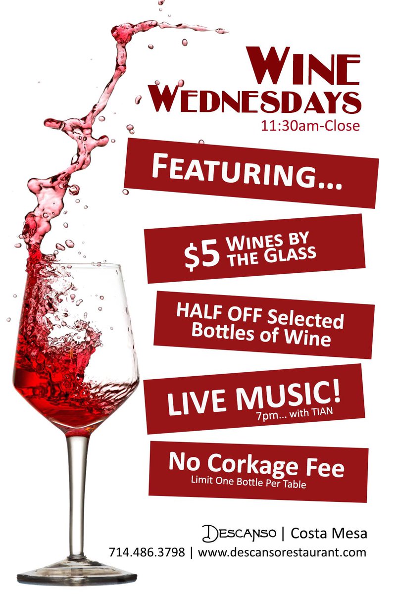 Descanso_eat's tweet photo. All About Wine on Wednesdays! https://t.co/09dJa7FiYx