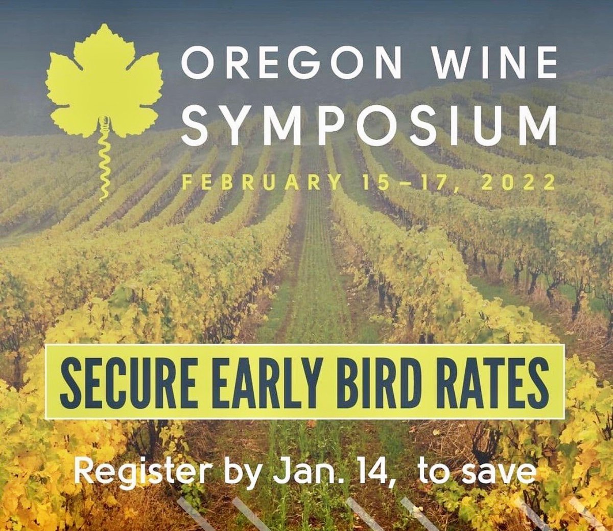Don’t forget to register for the <a href="/ORWineSymposium/">Oregon Wine Symposium</a> by January 14th for the early bird special price! Go to oregonwinesymposium.com to sign up. #ORWineSymposium