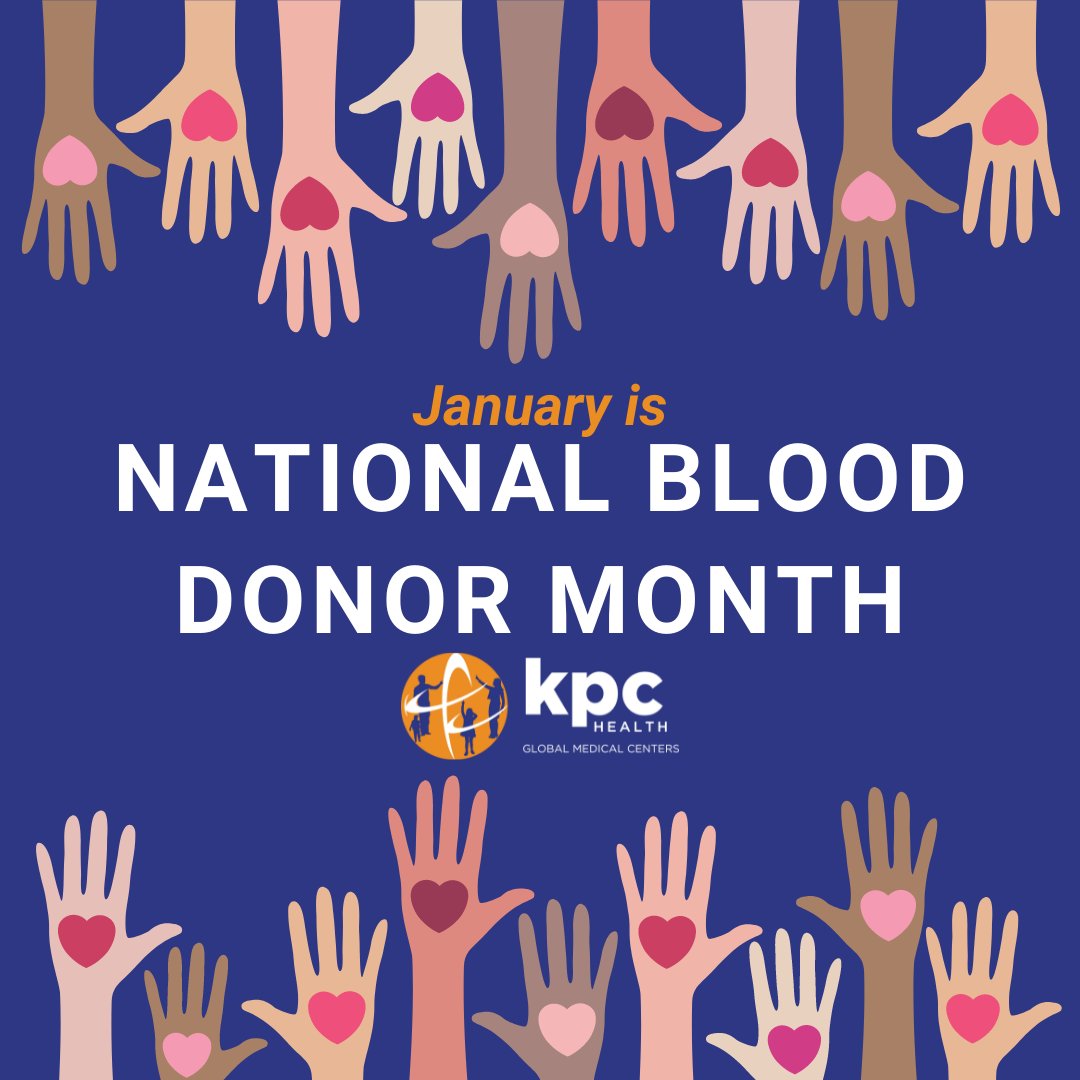 Did you know that January is National Blood Donor Month? Hospitals like ours depend heavily on the kindness and generosity of blood donors every day. Please consider signing up for a local blood drive today; Your donation could save a life! #BloodDonorMonth