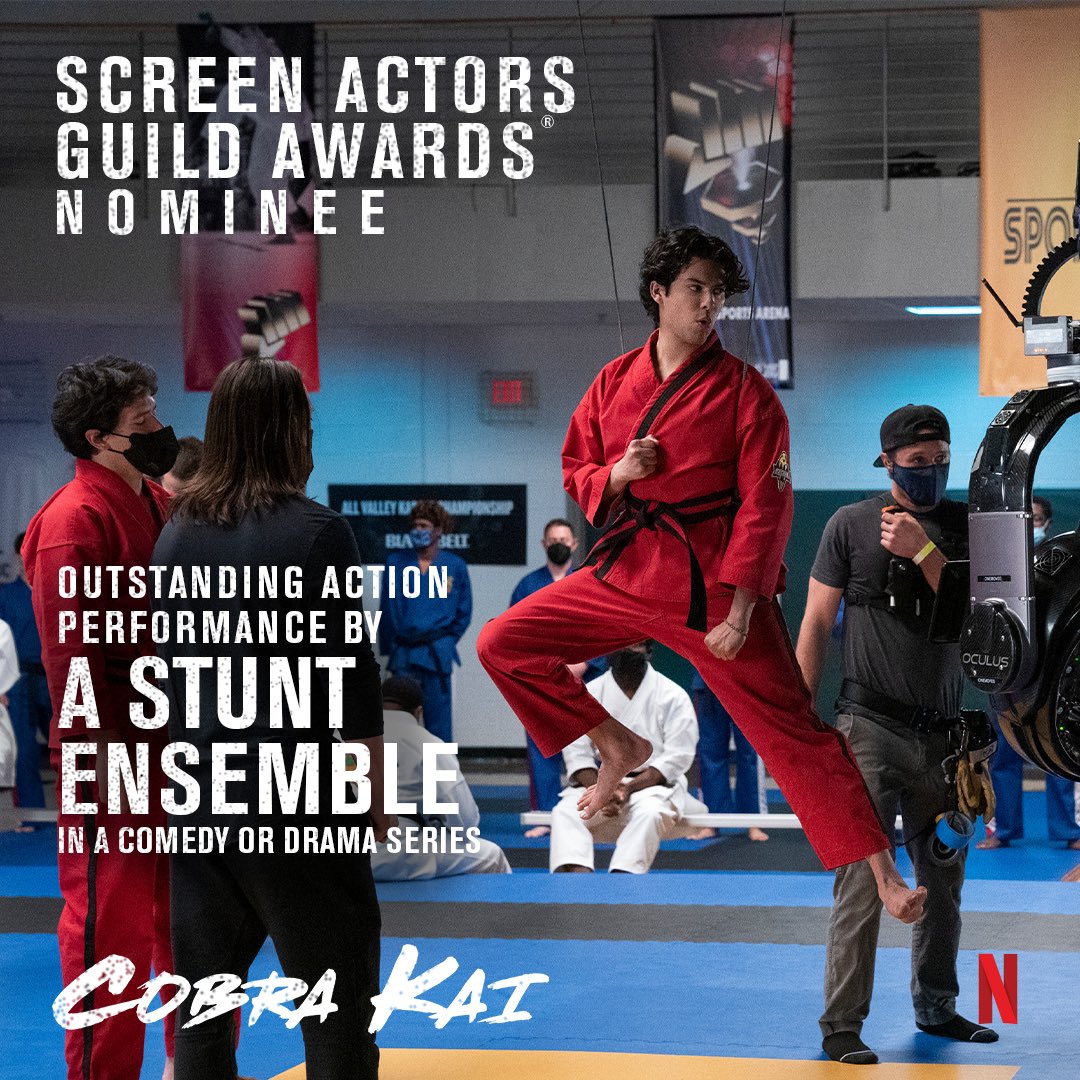 Massive congratulations to Ken Barefield, Don Lee and the rest of our incredible stunt team on their SAG Awards nomination! What they brought to Season 4 was breathtaking and mind-boggling, especially considering our extremely tight schedule! #CobraKai #Netflix #sagawards #stunts